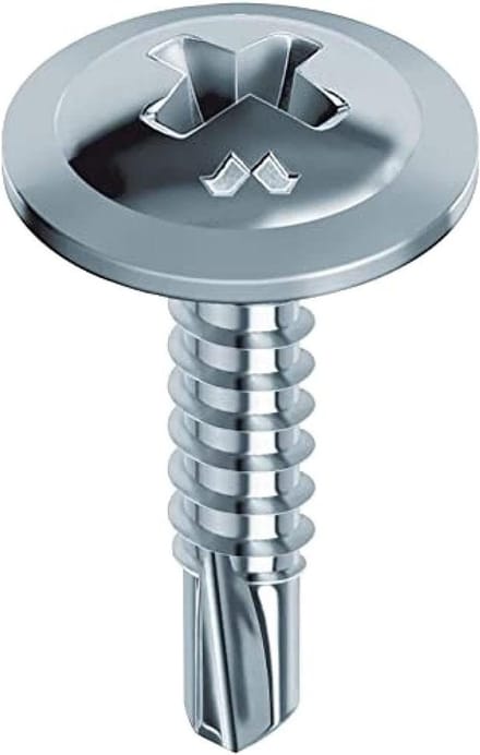 Zelfborende Schroeven - Metaalschroeven Zelftappend - Metaal Verbinden - Brede Paddenstoelkop - 4.2x16 mm - Wit Verzinkt