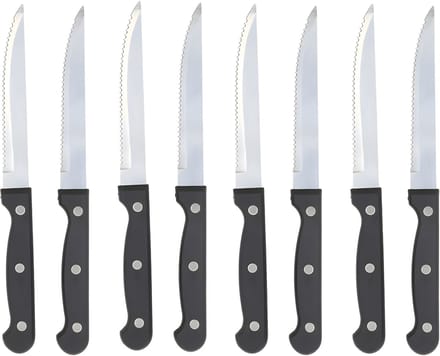 Gerimport vlees / steak messen - 8x - RVS - bakeliet handvat - 21 cm - scherpe messen