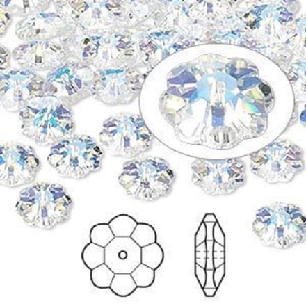 Swarovski Elements, 18 stuks Marguerite / Lochrose kralen, 10mm, clear AB, 3700