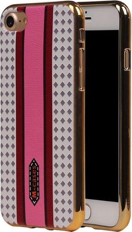 M-Cases Roze Paars Ruit Design TPU back case hoesje voor Apple iPhone 7 / 8