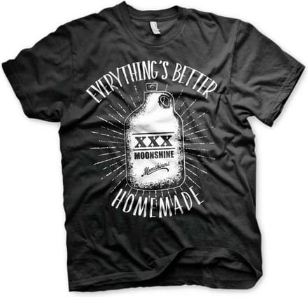 Moonshiners Heren Tshirt -S- Everything's Better Homemade Zwart
