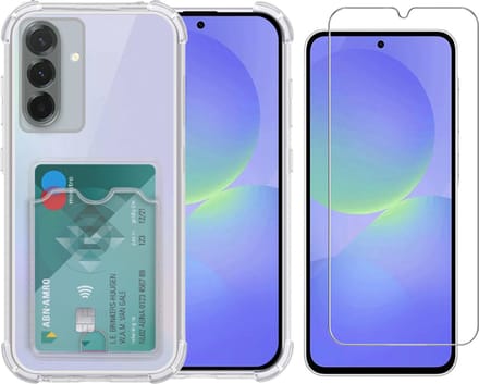 Transparant hoesje met Pasjeshouder geschikt voor Samsung Galaxy A36 - Shock Proof Case Met gehard glas Screenprotector