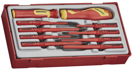 Geïsoleerde schroevendraaierset TT1 tray Plat- PH- PZ 10 delig Teng Tools TTV710N