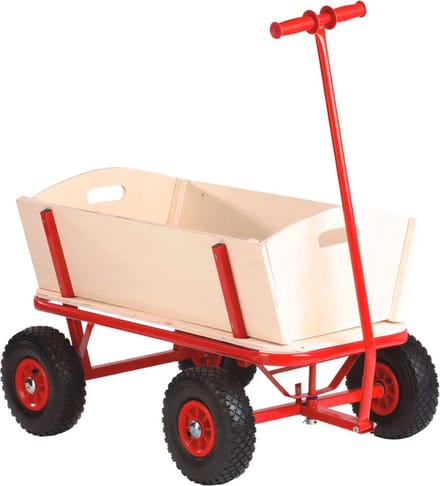 Benson Bolderkar Hout - bolderwagen groot - 70 kg draagvermogen - rood