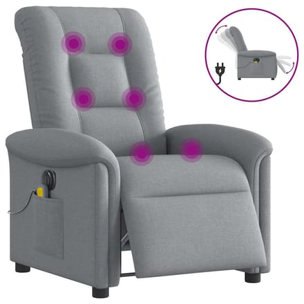 vidaXL - Massagestoel - elektrisch - verstelbaar - stof - lichtgrijs