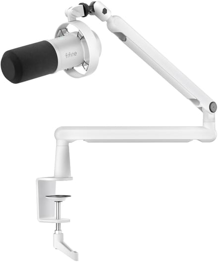 FIFINE - T688W - USB / XLR - Dynamische Microfoon - Met Boom Arm - Streaming - Podcasting - Gaming - Geschikt voor PS4 / PS5 / PC - Wit