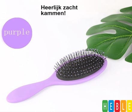 *** Fijne zachte anti klit haarborstel - Kammen Salon -Paars - van Heble® ***