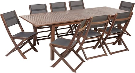 CESANA - Tuinset voor 8 - Donkerbruin - Acaciahout