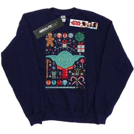 Star Wars Heren Yoda Kerst Sweatshirt (Marineblauw)