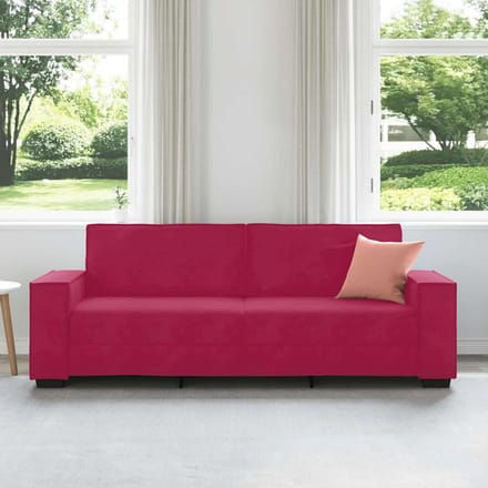 vidaXL - Driezitsbank - 220x78x84 - cm - fluweel - wijnrood