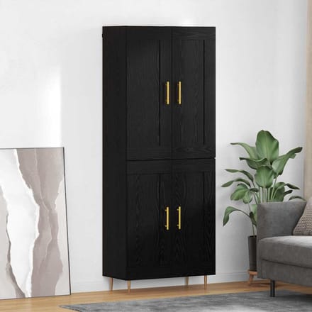 vidaXL - Highboard - Zwart - Eiken - 69,5 - x - 34 - x - 180 - cm - Bewerkt - hout