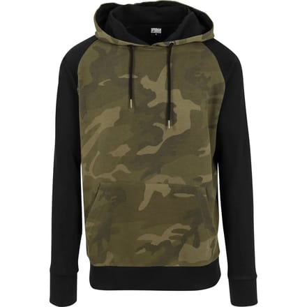 Urban Classics - Camo Contrast Raglan Hoodie/trui - S - Groen