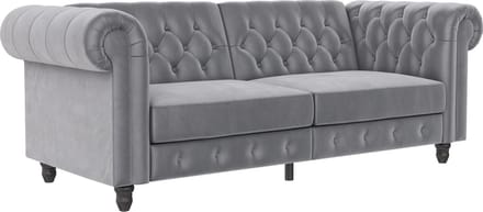Felix 3-Zits Slaapbank met Verstelbare Rugleuning - Lichtgrijs Velours - 236 cm