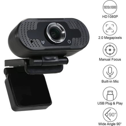 1080P HD Computer Camera Videoconferentie Camera Webcam 2 Megapixel Handmatige Focus met Microfoon zwart