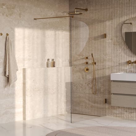 Brauer Void - Inloopdouche - Helder Glas - 120 x 200 cm - incl. Glascoating - PVD Goud Geborsteld