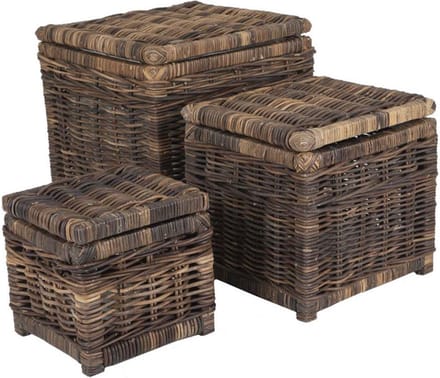 Vierkante Rotan Opbergmand Luc - Antiek - 40x40x40 cm - Bruin