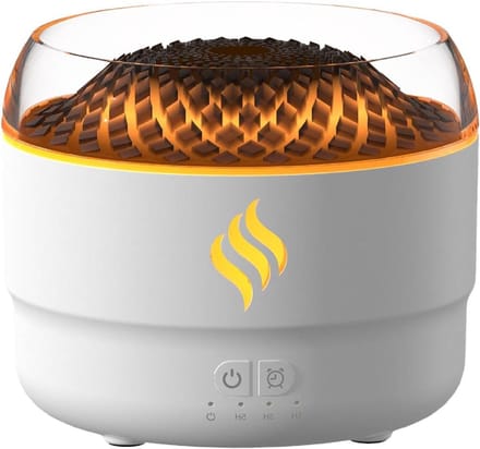 Luchtbevochtiger Kamer - Aroma diffuser - Creëer sfeer - Vlameffect simulatie - 12x14x12 cm - Wit