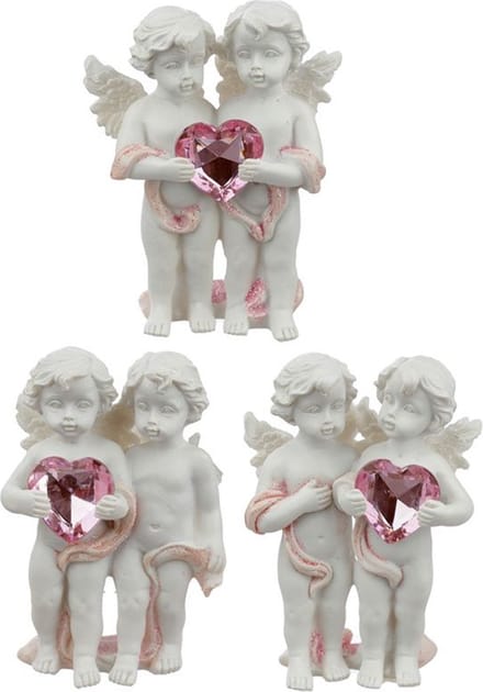 2 Cherubijntjes Engeltjes met hart Peace of Heaven Beeldje