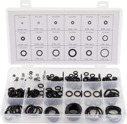 NBR O-ringen assortiment - 18 soorten - 225 stuks - zwart