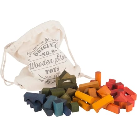Rainbow Bouwblokken in Zak Wooden Story (x60)