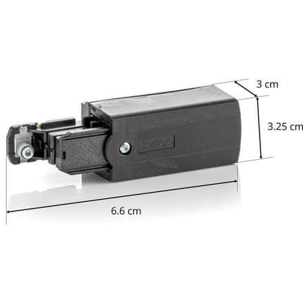 GLOBAL Eindvoeding links voor stroomrail Noa zwart