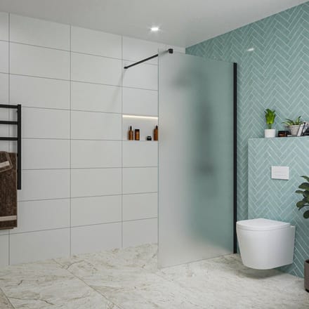 FugaFlow Eccelente Vetro inloopdouche badkamer - 100x200cm - mat glas - wandarm - mat zwart