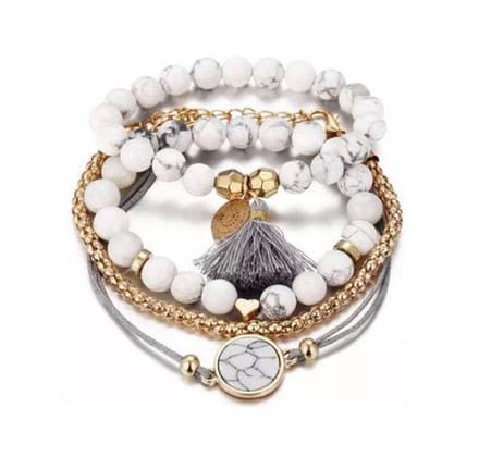 Jomide Set armbanden Marmer - 4 delig - Goudkleurig