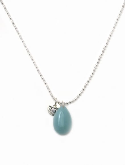 Heaven Eleven ketting rvs ballchain met een drop Amazoniet natuursteen