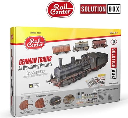 AMMO by Mig Jimenez Modelbouwdecoratie - MIG R1200 German Trains Weathering - Solution Box Rail Center Effecten set