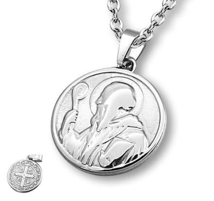Amanto Ketting Dineo - 316L Staal - Heilige - Dubbelzijdig - ∅24mm - 50cm