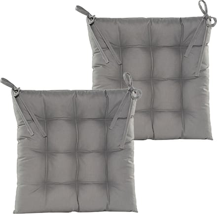Anna's collection Stoelkussen gewatteerd - 2x - grijs - 38 x 38 cm - binnen/buiten