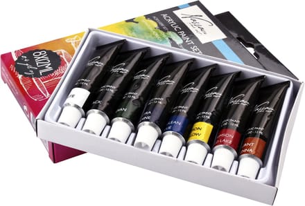 Acrylverf nassau art set met 8 kleuren | 12 stuks
