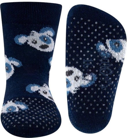 Antislipsokjes met nopjes - Donkerblauw met Hondenkoppen - 18/19