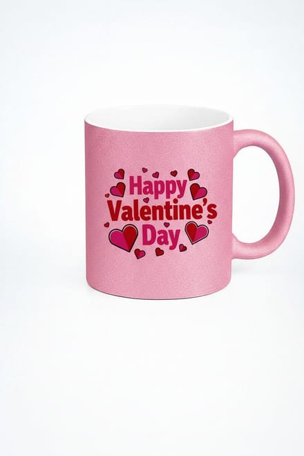 Roze Glitter Mok Happy Valentine's Day | Valentijnscadeau Liefde