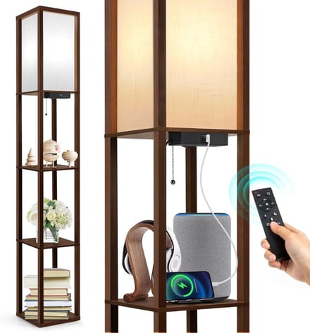 ZRSS® Staande Booglamp met Planken - Vloerlamp Staand - Lamp Industrieel - Dimbaar - Inclusief Timer en USB-poort