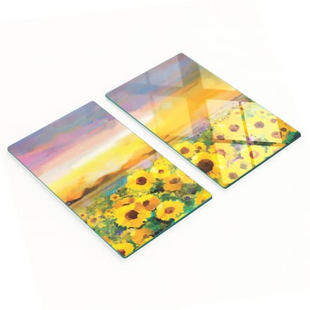 Multifunctionele decoratieve glazen borden Zonnebloemveld 2x30x52 cm