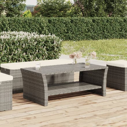 vidaXL - Salontafel - 100x50x40 - cm - poly - rattan - grijs