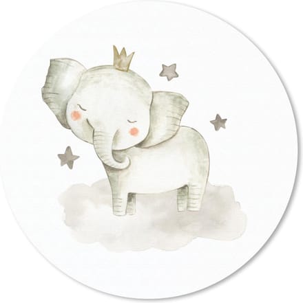 Muismat rond 20x20 cm - Mousepad Jungle - Olifant - Kroon - Ronde muismatten