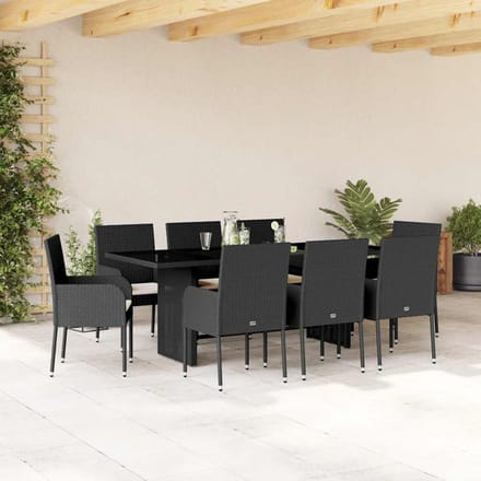 vidaXL - 9-delige - Tuinset - poly - rattan - zwart