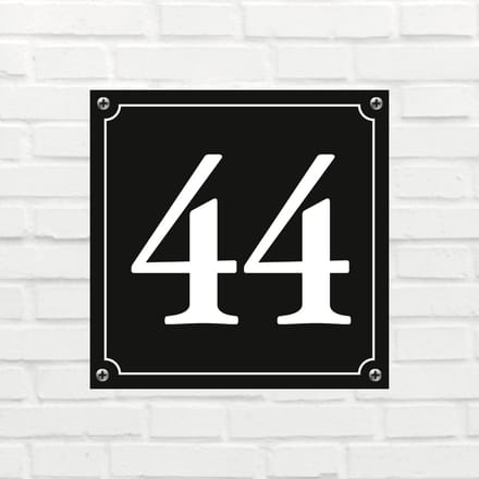 Huisnummerbord Mat zwart Deluxe - Nummer 44 - incl. bevestiging