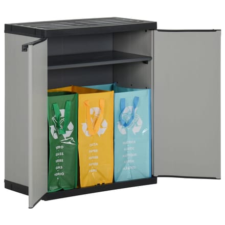 vidaXL - Tuinafvalkast - 68x40x85 - cm - polypropeen - grijs - en - zwart