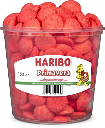 Haribo Primaveren - snoep schuim aardbeiensmaak - 150 stuks silo