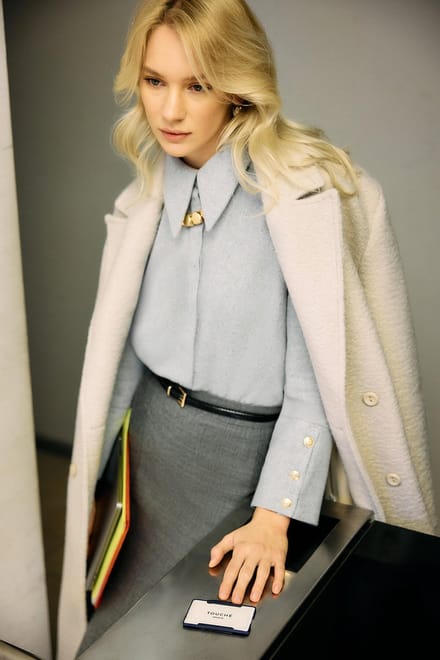 Touché Privé - Blouse met brede manchetten - Grijs - Dames