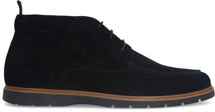 Manfield - Heren - Zwarte suède veterboots - Maat 45