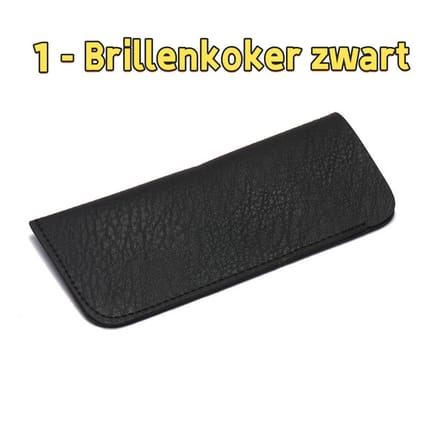 1 - Brillenkoker - Zacht leer - Waterdicht - Zwart