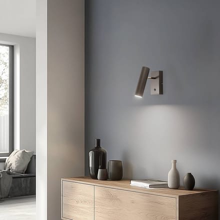 Luminex Axion wandlamp, 1-lamp, titaniumkleurig, staal