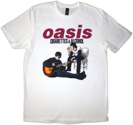Oasis - Cigarettes & Alcohol Illustration Heren Tshirt - S - Wit