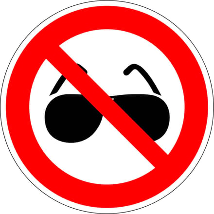 Zonnebrillen verboden sticker 300 mm