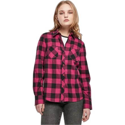 Urban Classics - Turnup Checked Flanell Blouse - XL - Roze/Zwart