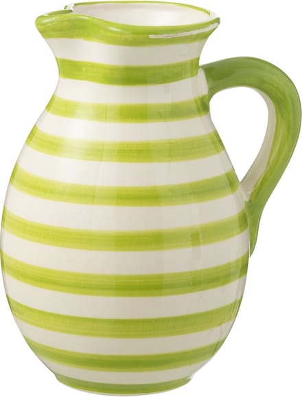 J-Line kruik Granada Stripes - keramiek - wit/groen - large